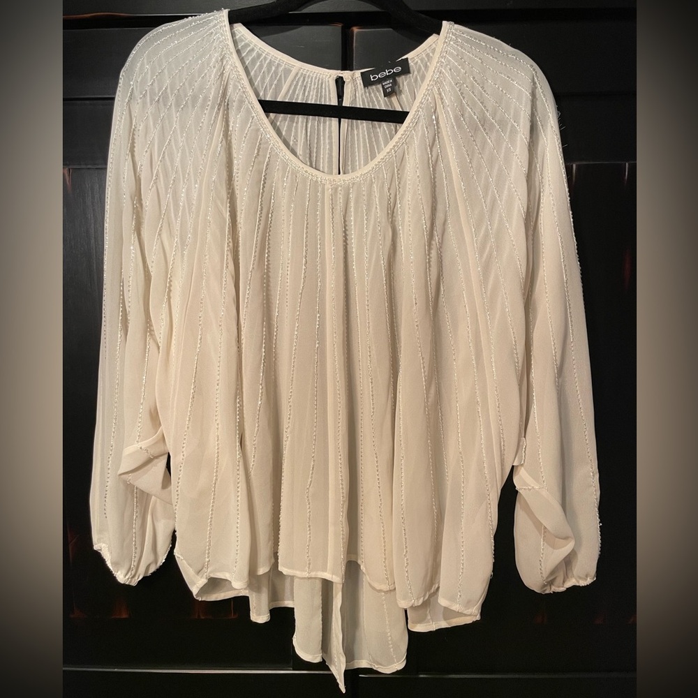 Bebe Sheer Sequin Blouse Size XS